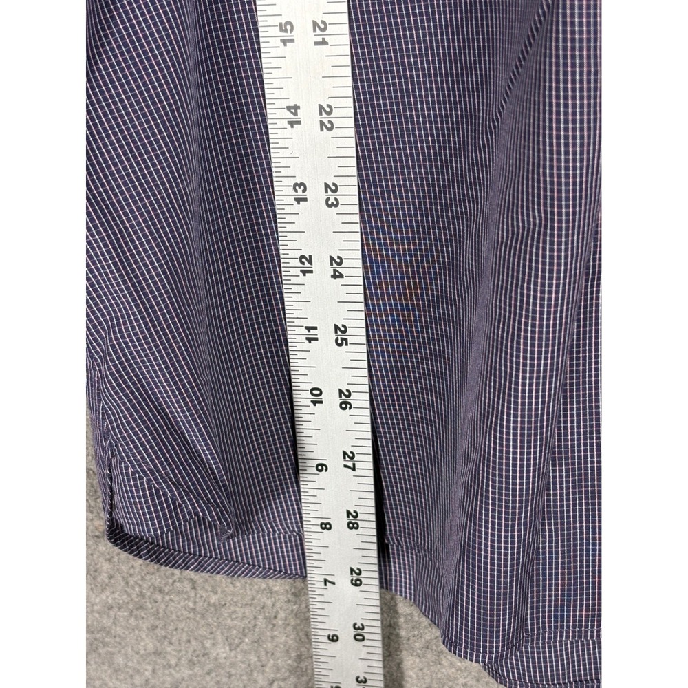 John Varvatos USA Mens Slim Fit Button Down Shirt Navy Blue Micro Check 16 32/33 - Picture 10 of 12
